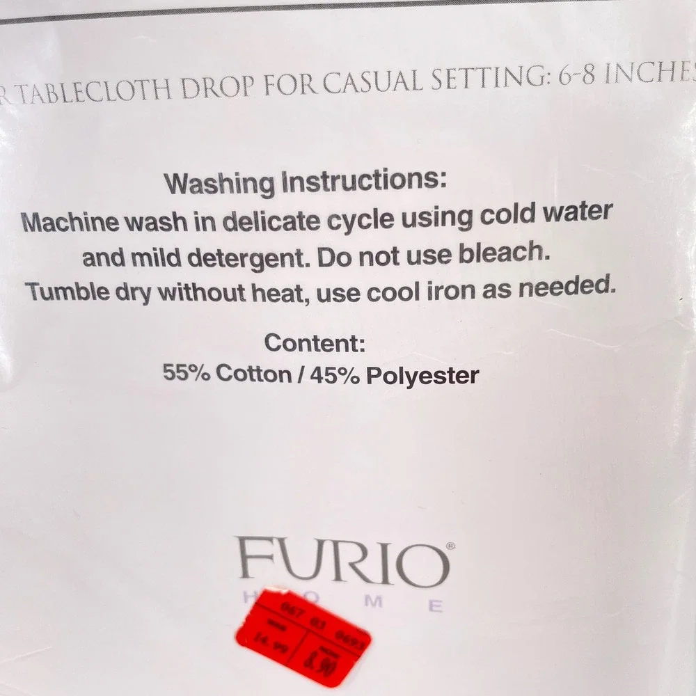 Furio Home Limoge Round Tablecloth 70in Cream Damask Cotton Blend Easy Care